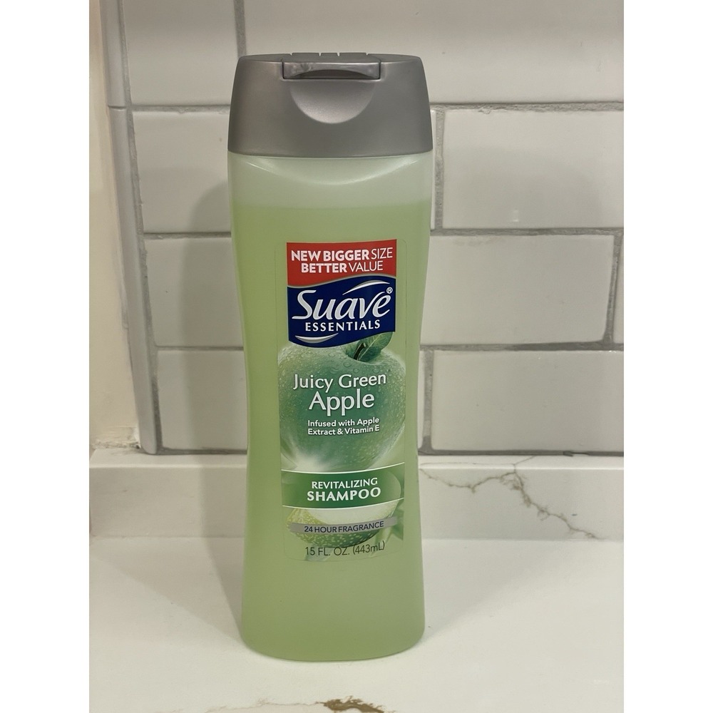 Suave Essentials Juicy Green Apple Revitalizing Shampoo Scented 15 fl oz New